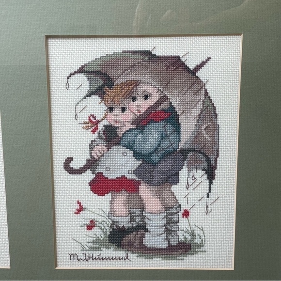 M.I. Hummel Cross Stitch Needle Point Framed Art Rare Vintage Wall Hanging Decor - Picture 4 of 11